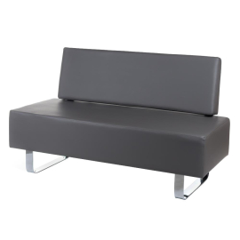 Moderne Wartecouch in Grau – bequeme Sitzbank aus Kunstleder für Wartebereiche, Salons, Praxen und professionelle Räume.