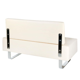 Wartecouch in Creme aus pflegeleichtem Kunstleder – bequeme, robuste Sitzbank für Wartezimmer, Salons, Praxen und Büros.