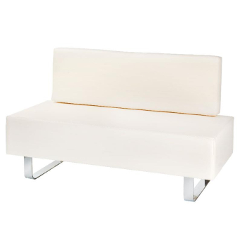 Wartecouch in Creme aus pflegeleichtem Kunstleder – bequeme, robuste Sitzbank für Wartezimmer, Salons, Praxen und Büros.