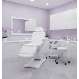  Elektrische Kosmetikliege in Weiß mit drehbarer Liegefläche und Polsterung
