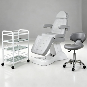 Kosmetikkabine Kosmetikstudio Kosmetikeinrichtung Kosmetikmöbelset grau